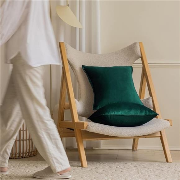 Emerald Green | Throw Pillow Covers | 18x18 Inch | Pack of 2 Soft Decorative - Picture 5 of 6